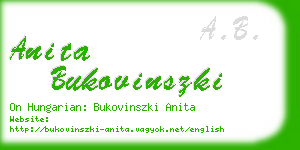 anita bukovinszki business card